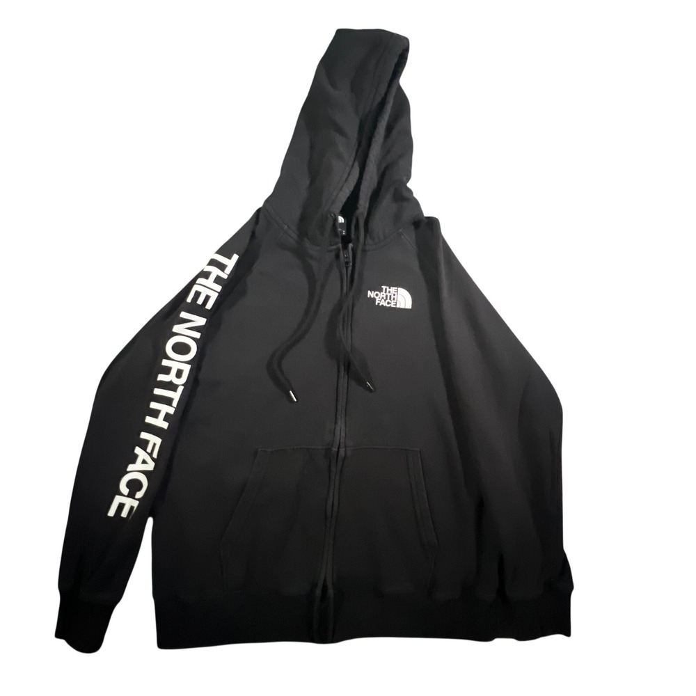 The‎ North Face Full Zip Hoodie Womens Medium Black Logo Sleeve NF0A4PA2